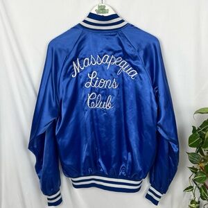 Vintage Massapequa Lions Club Satin Bomber Jacket